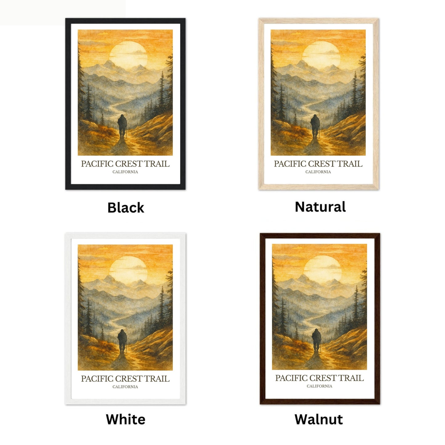 Pacific Crest Trail, Watercolor design poster, California Print, Pacific Crest Trail Wall Art