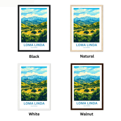 Loma Linda Travel Poster  - Captivating Golden and Blue Horizons