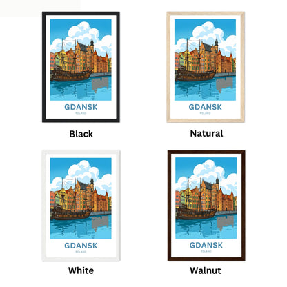 Gdańsk  Travel Poster - Poland Historic Ship