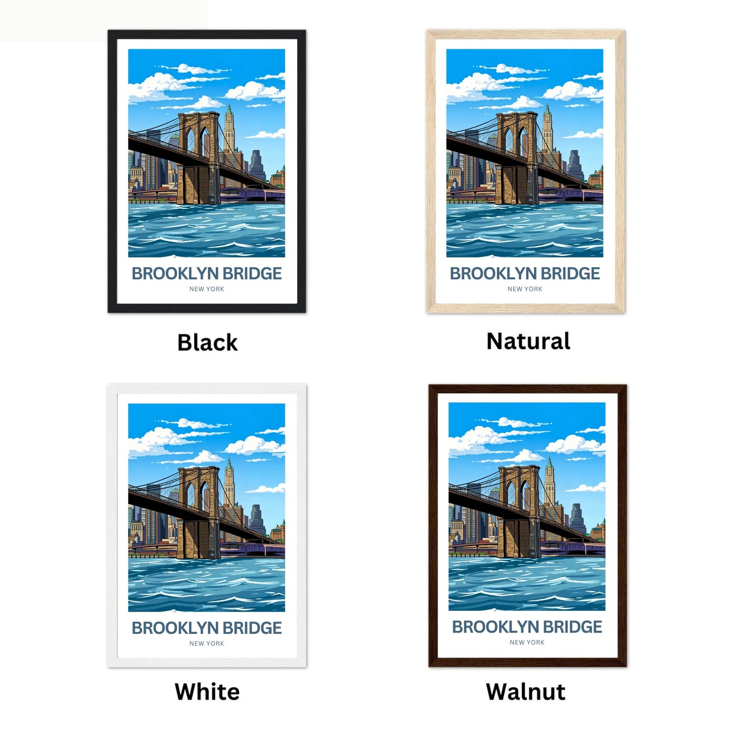 Brooklyn Bridge Travel Poster -  Manhattan to Brooklyn