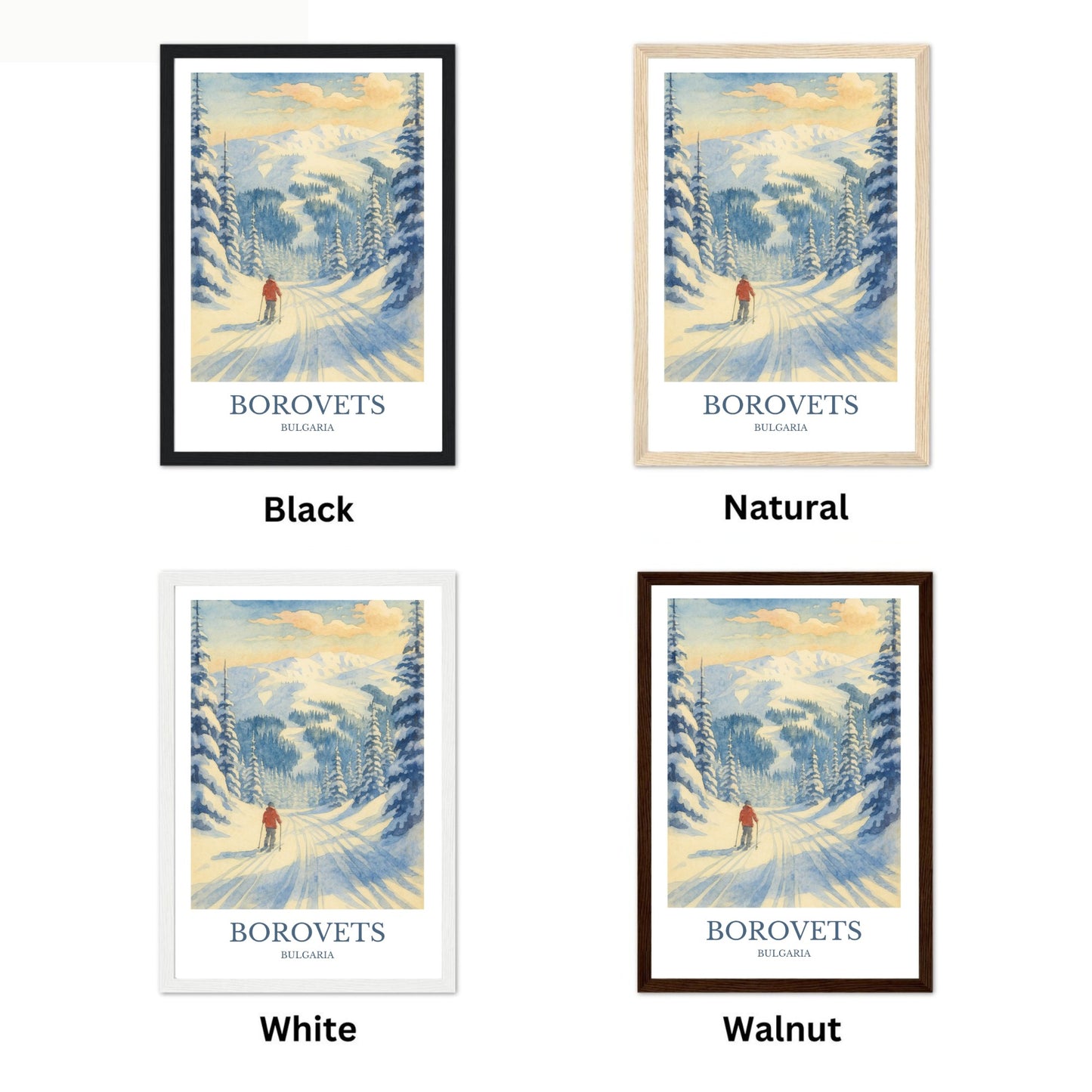 Borovets, Watercolor design poster, Bulgaria Print, Borovets Wall Art