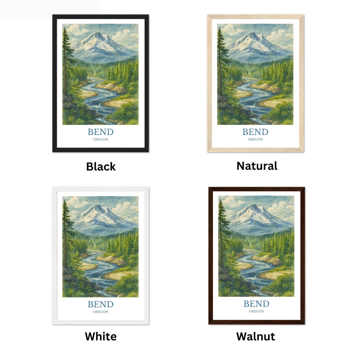 Bend, Watercolor design poster, Oregon Print, Bend Wall Art