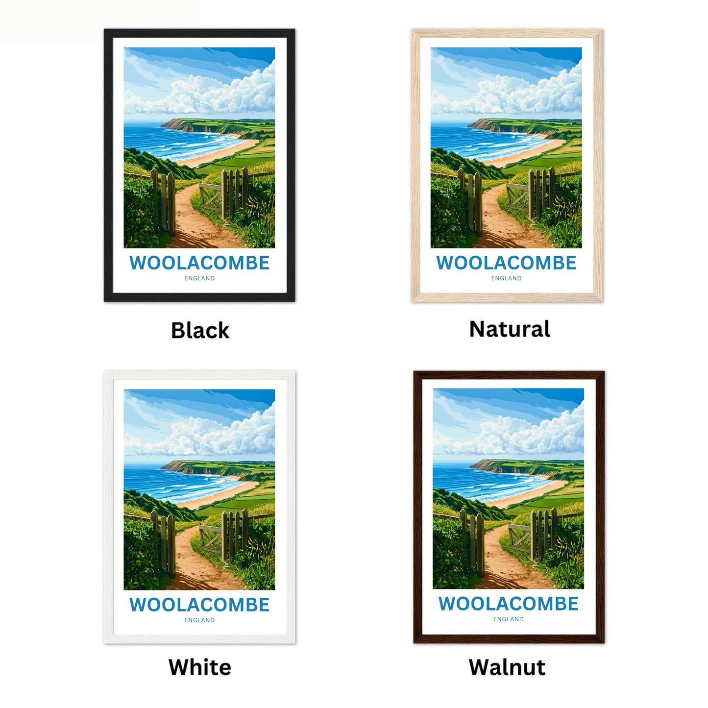 Woolacombe Travel Poster - England Waves and Wonder