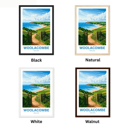 Woolacombe Travel Poster - England Waves and Wonder