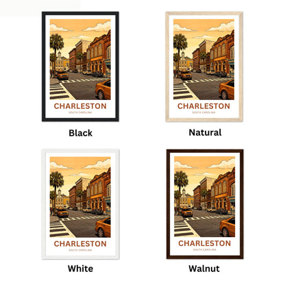 Charleston Historic District Travel Poster - Historic Street Scene
