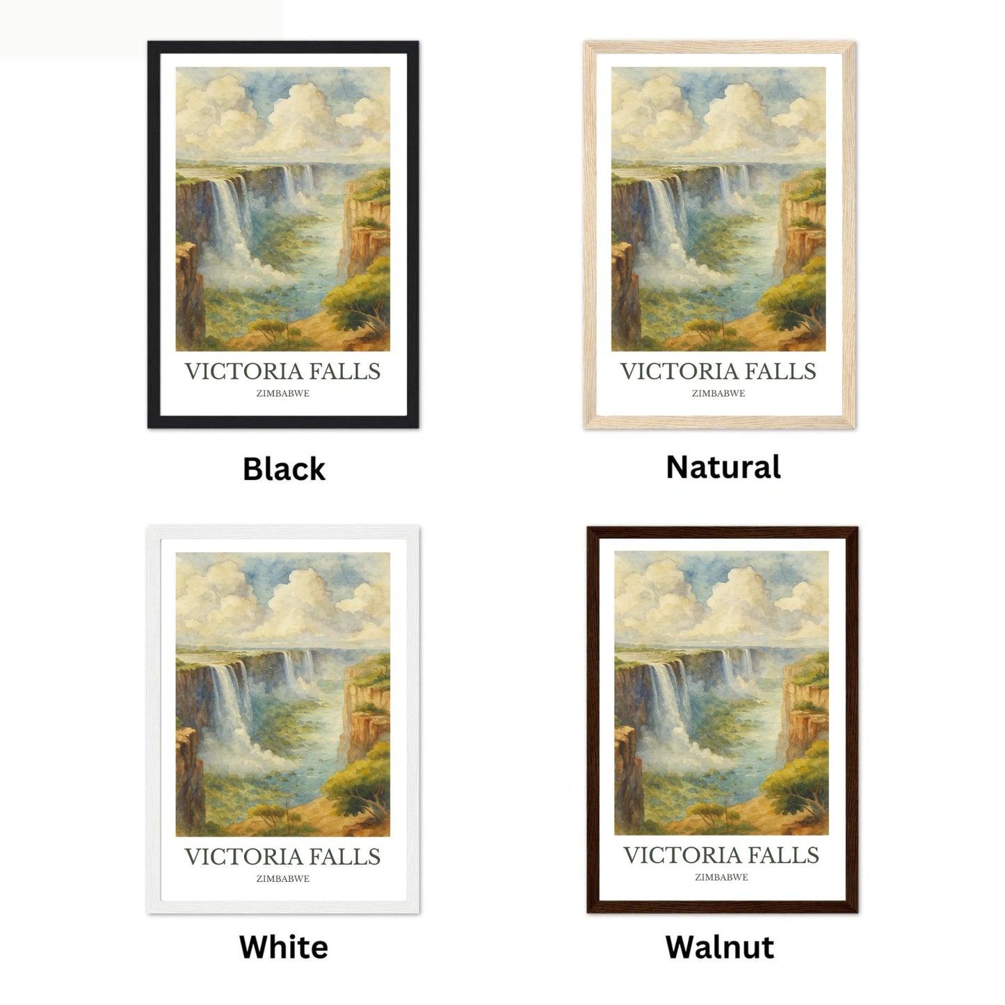 Victoria Falls, Watercolor design poster, Zimbabwe Print, Victoria Falls Wall Art