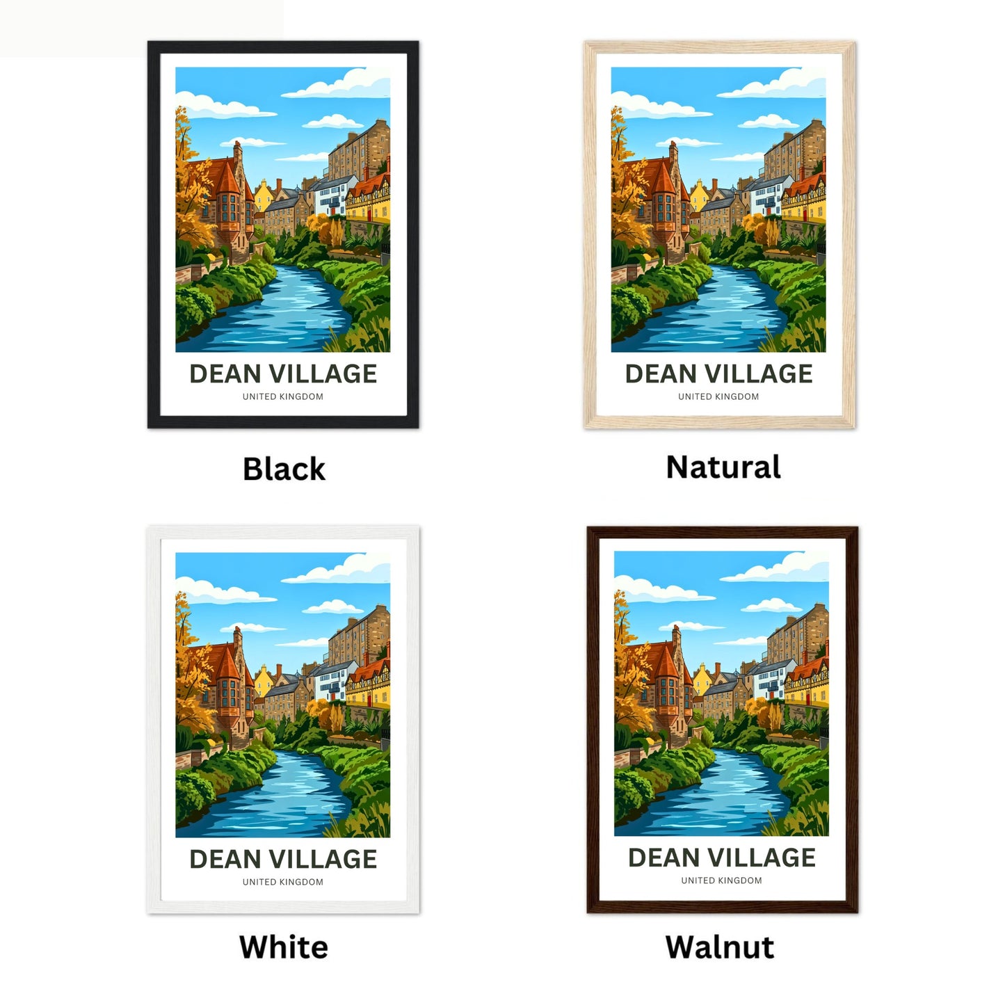 Dean Village Travel Poster - Village by the River