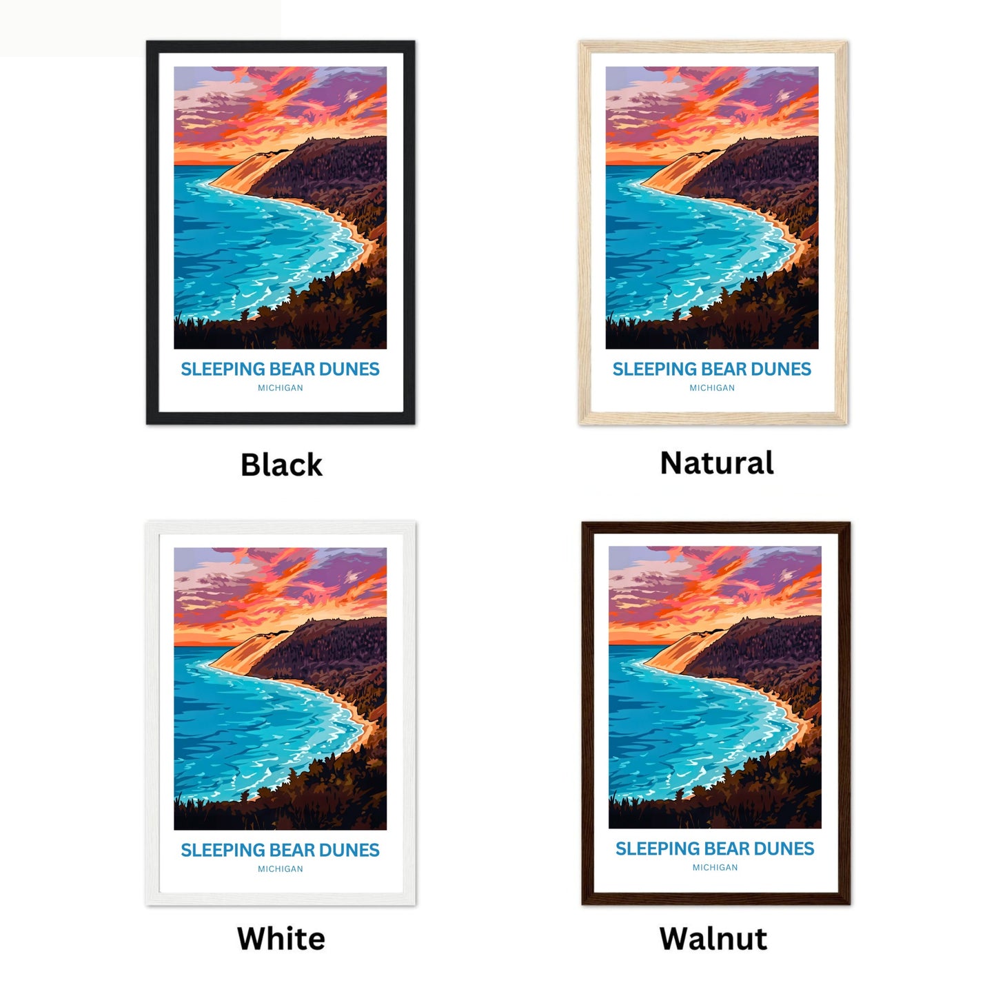Sleeping Bear Dunes Travel Poster - Late Afternoon View