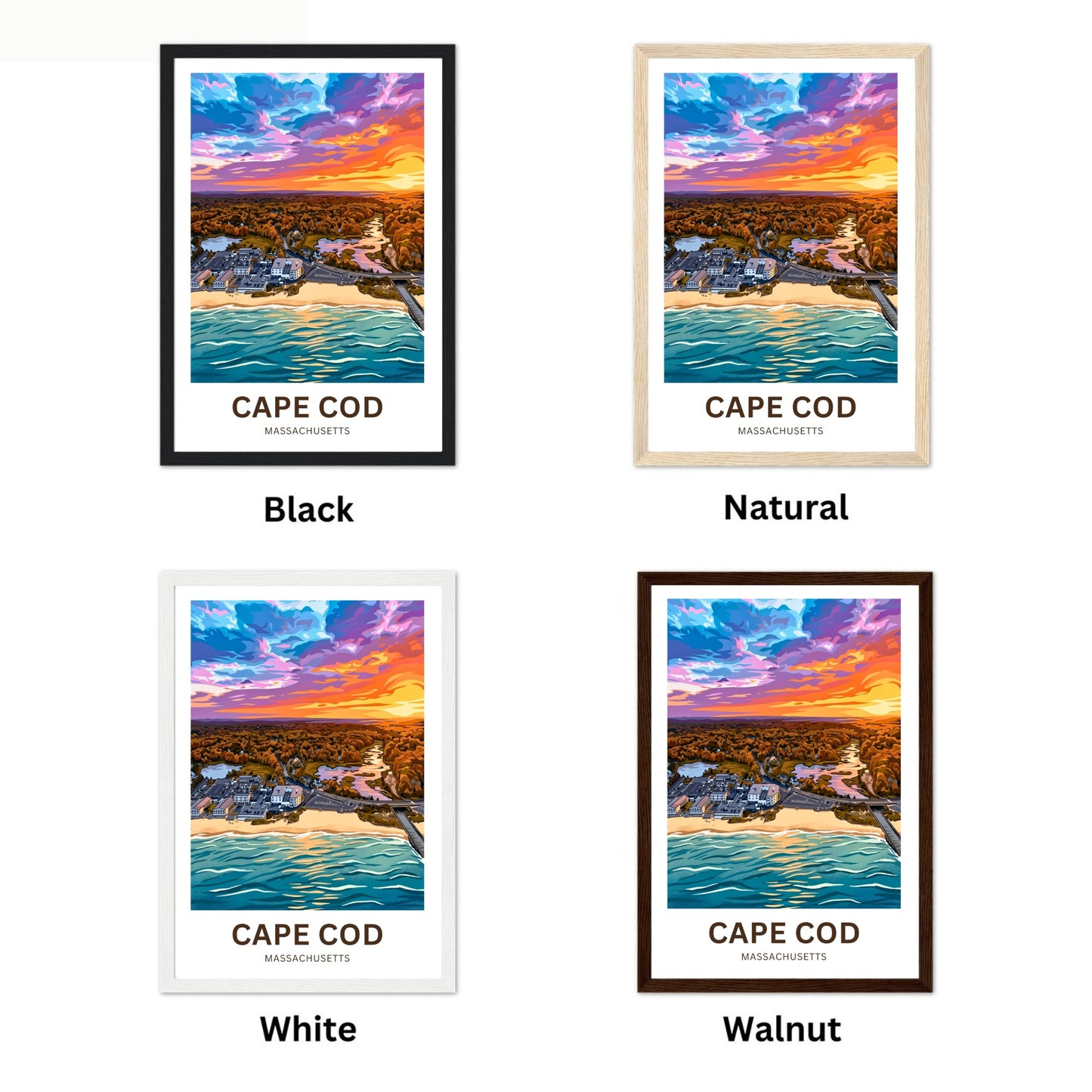 Cape Cod Travel Poster - Stunning Coastal Sunset
