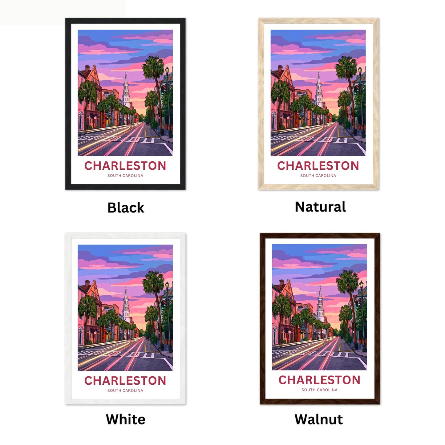 Charleston Historic District Travel Poster - Street Charm