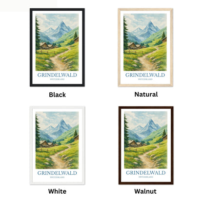 Grindelwald, Watercolor design poster, Switzerland Print, Grindelwald Wall Art