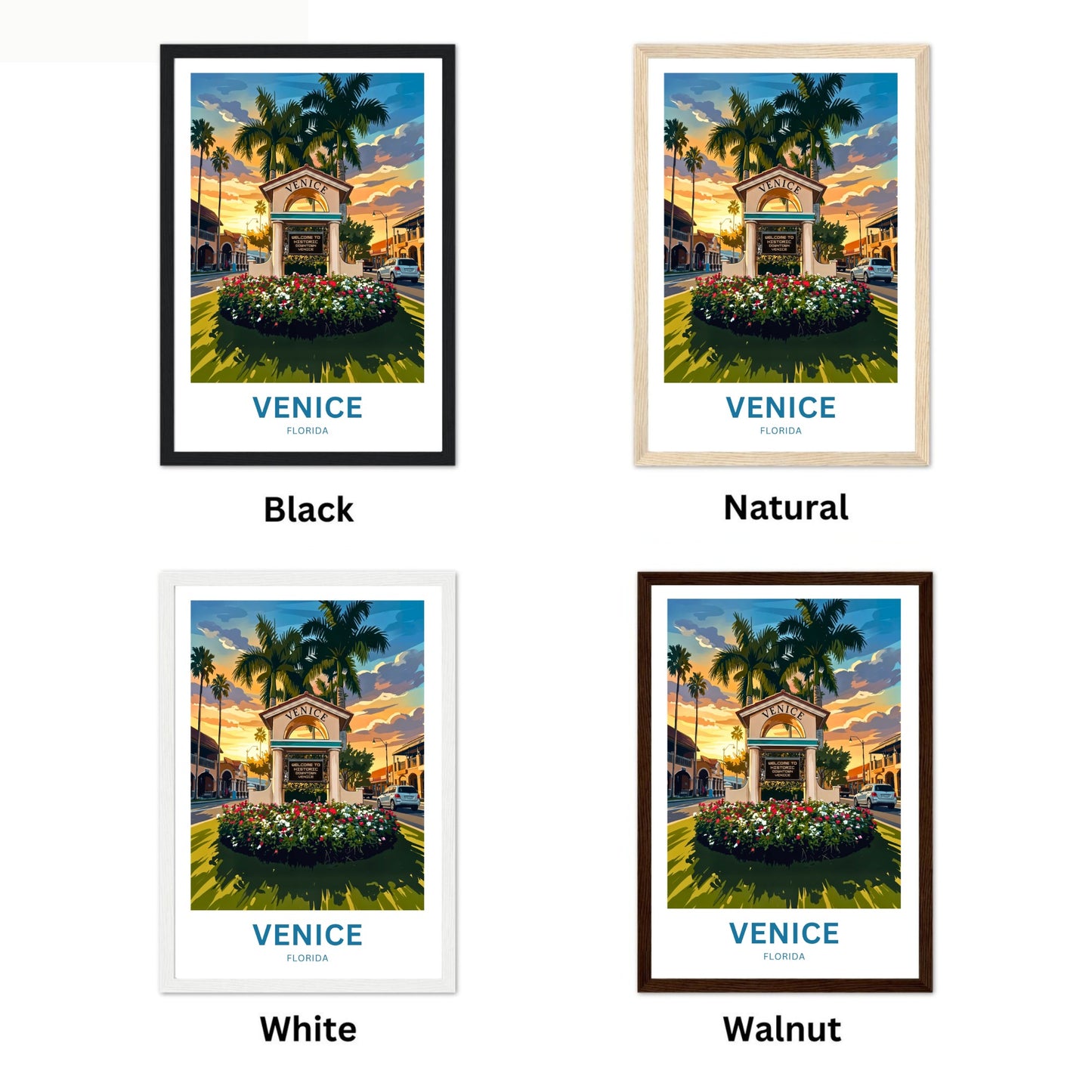 Venice, Florida Travel Poster - Downtown