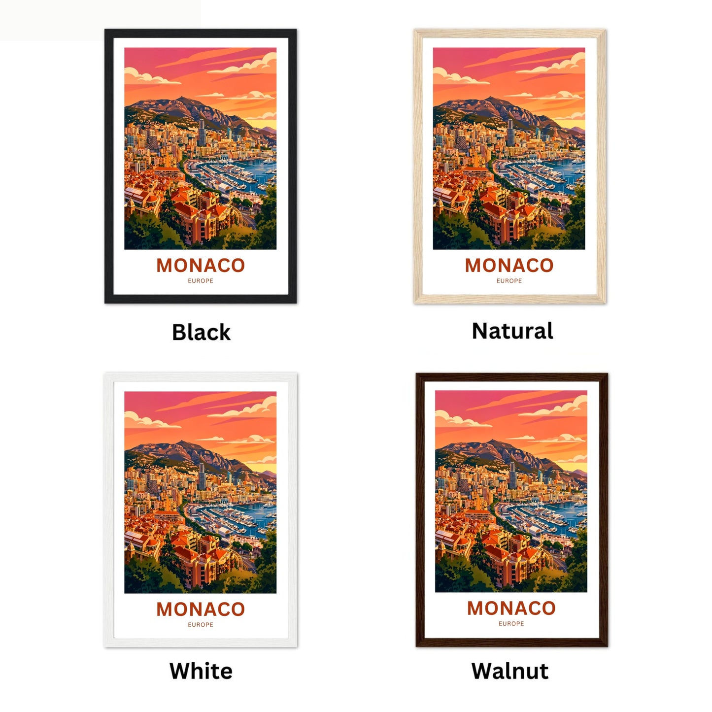 Monaco  Travel Poster - Sunset View