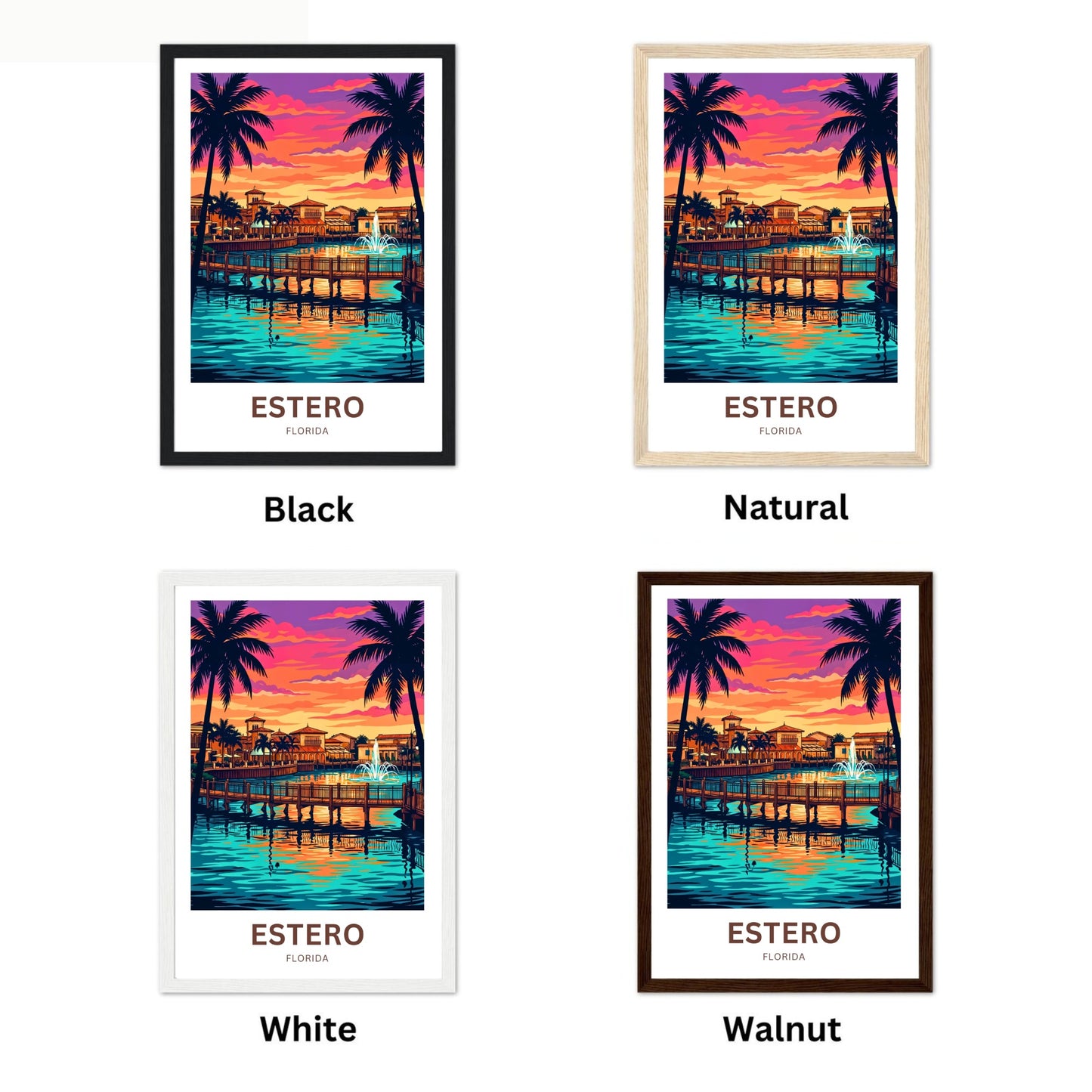Estero Travel Poster - Florida Paradise at Dusk