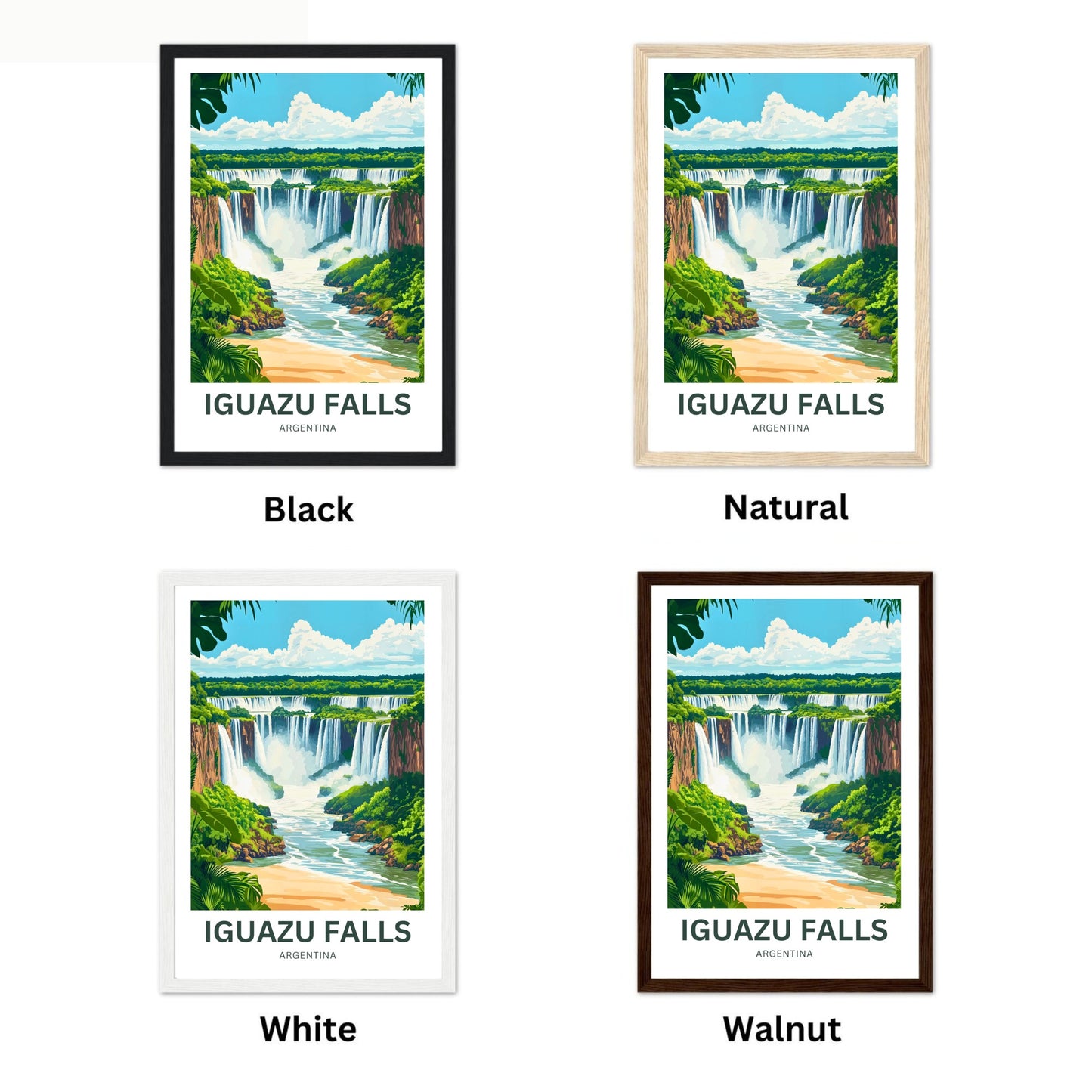 Iguazu Falls Travel Poster - Argentina and Brazil Wonders
