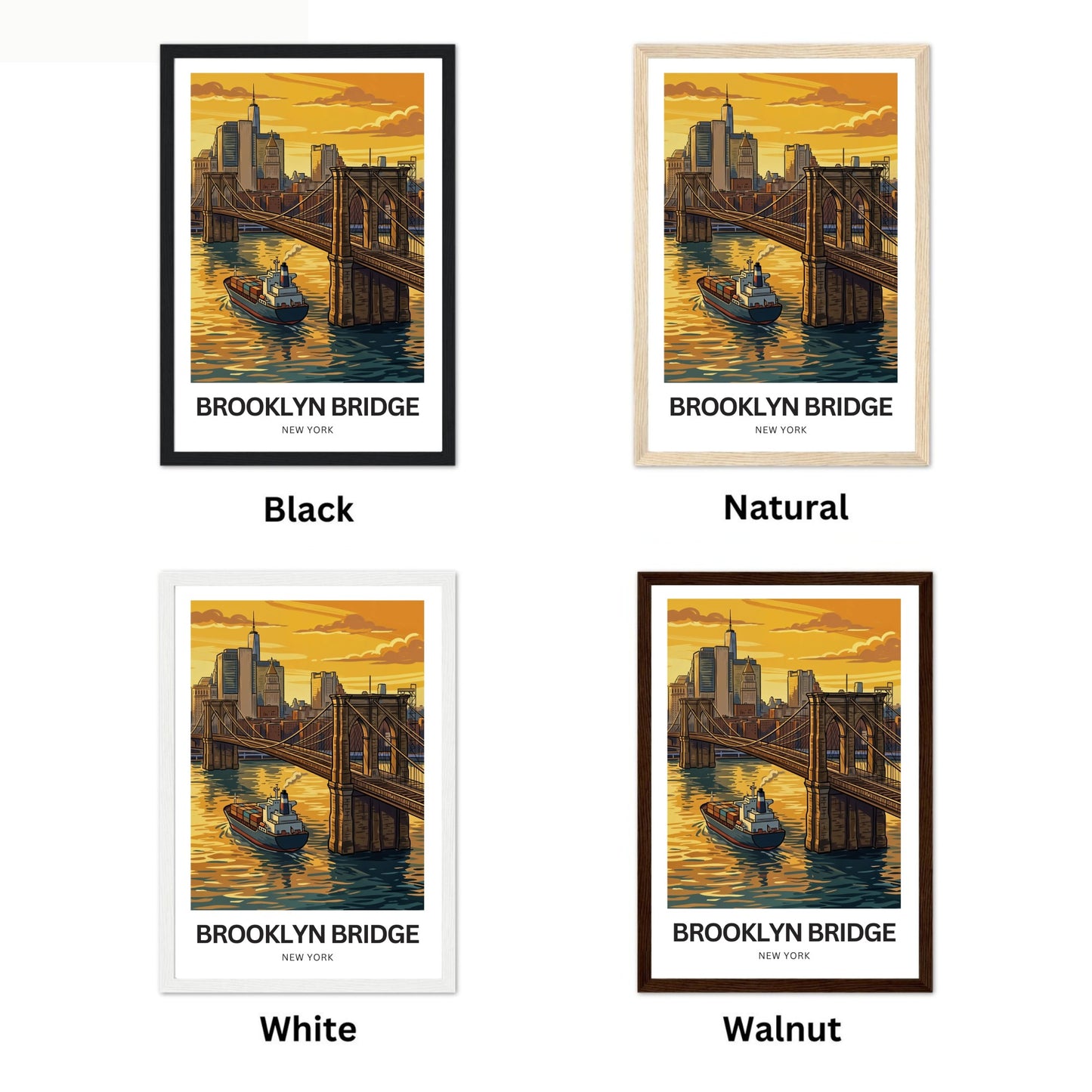 Brooklyn Bridge Travel Poster -  Golden Hour Crossing