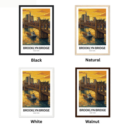 Brooklyn Bridge Travel Poster -  Golden Hour Crossing