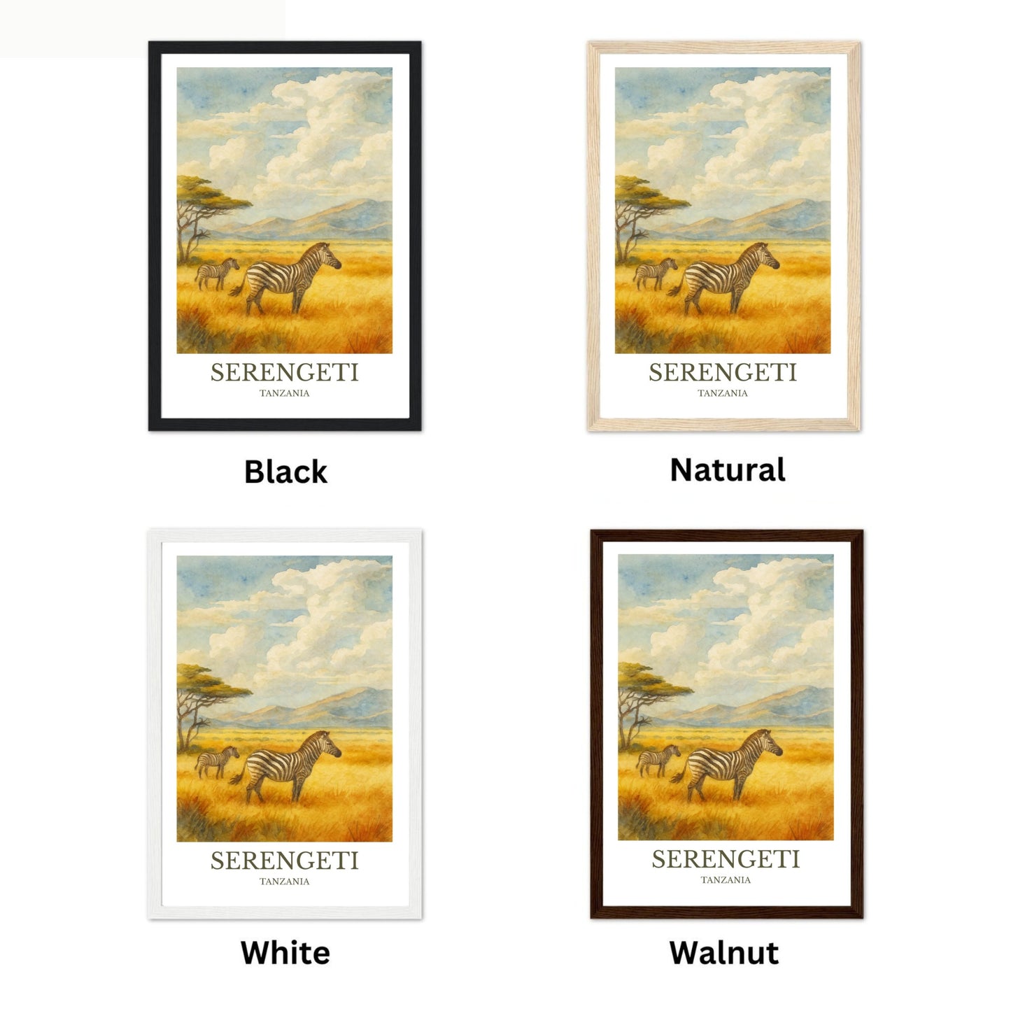 Serengeti, Watercolor design poster, Tanzania Print, Serengeti Wall Art