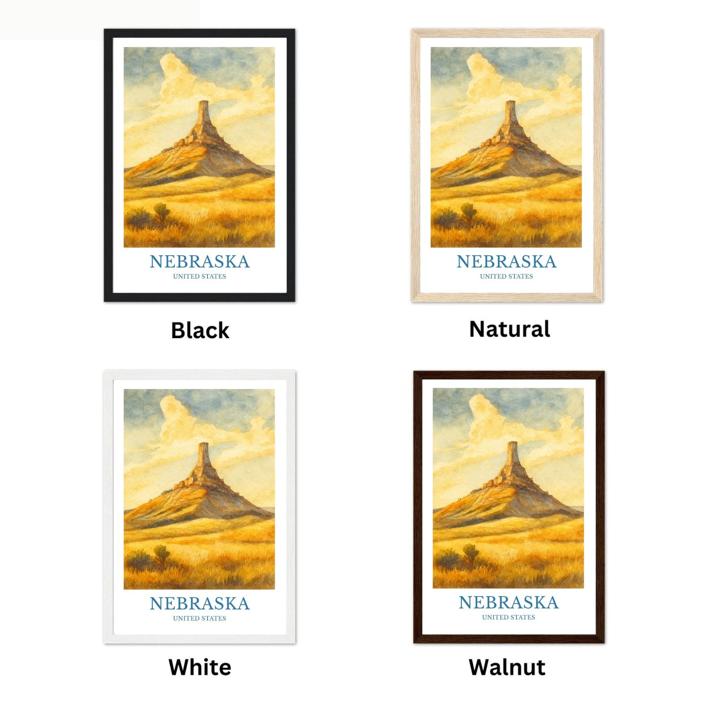 Nebraska, Watercolor design poster, United States Print, Nebraska Wall Art