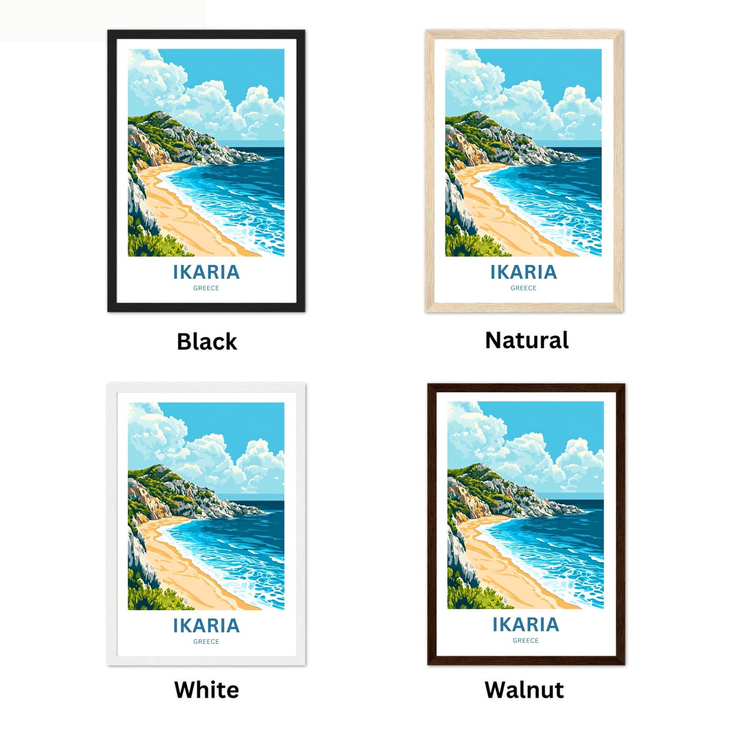 Ikaria Beach Travel Poster  - Whispers of the Waves