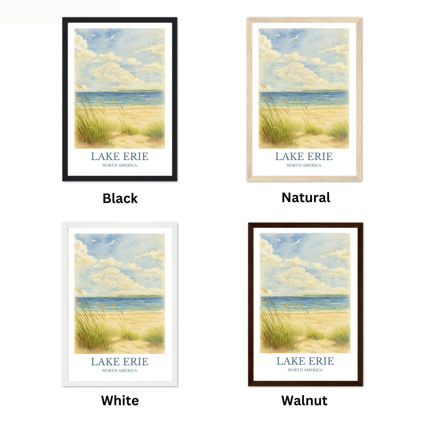 Lake Erie, Watercolor design poster, North America Print, Lake Erie Wall Art