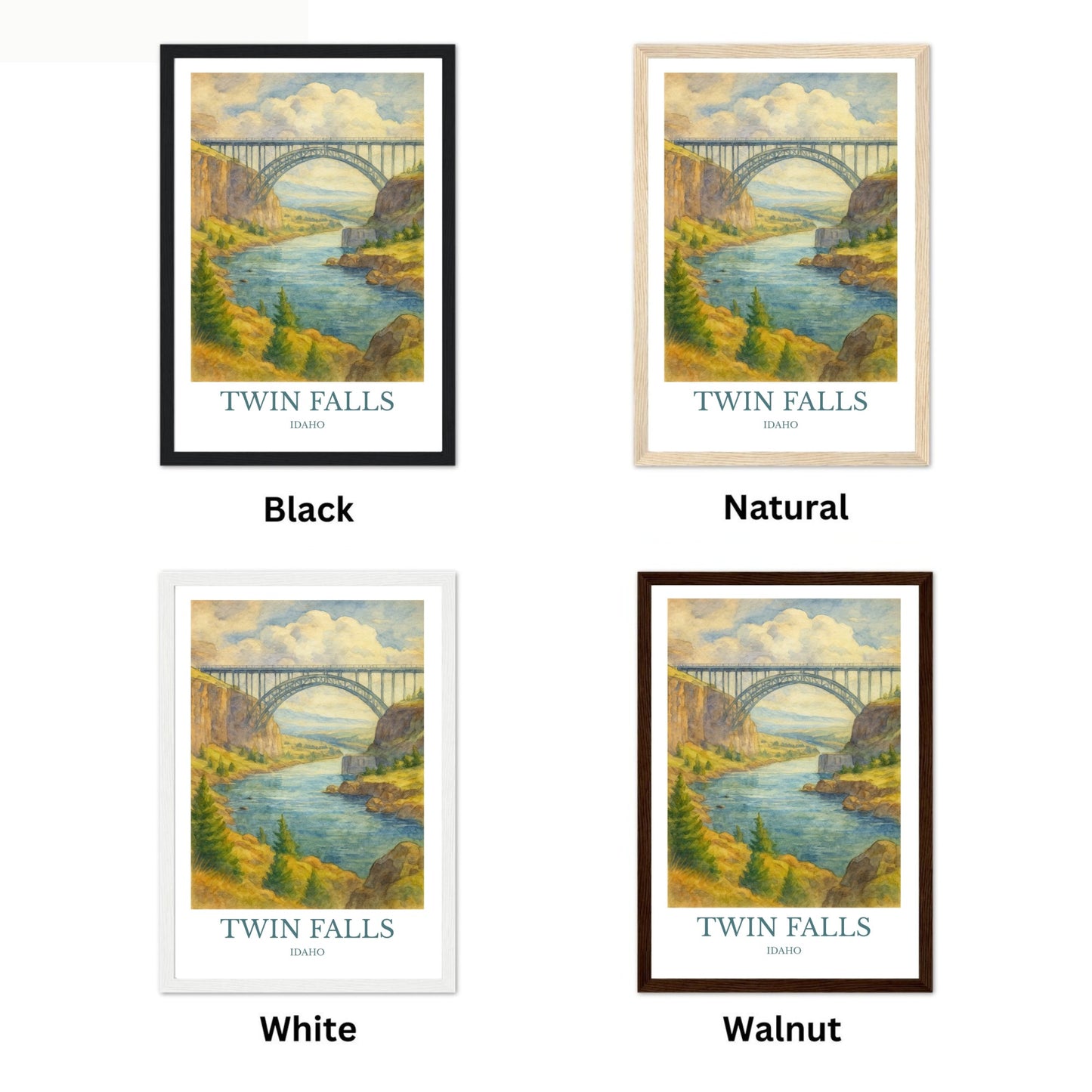 Twin Falls, Watercolor design poster, Idaho Print, Twin Falls Wall Art