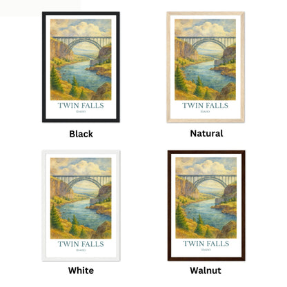 Twin Falls, Watercolor design poster, Idaho Print, Twin Falls Wall Art