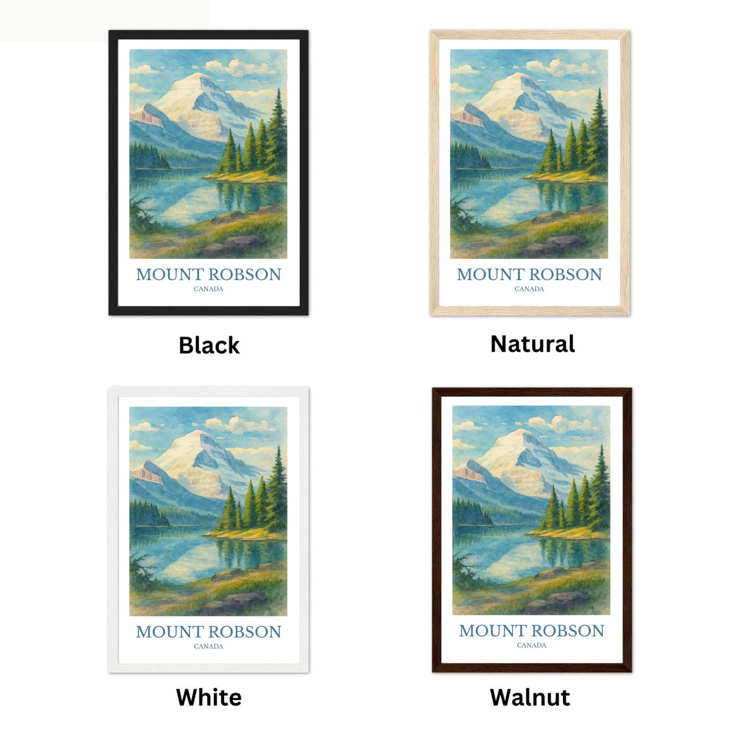 Mount Robson, Watercolor design poster, CanadaPrint, Mount Robson Wall Art