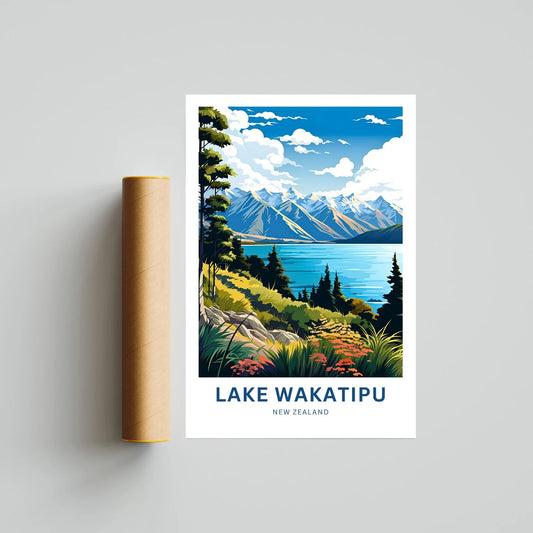 Lake Wakatipu Travel Poster