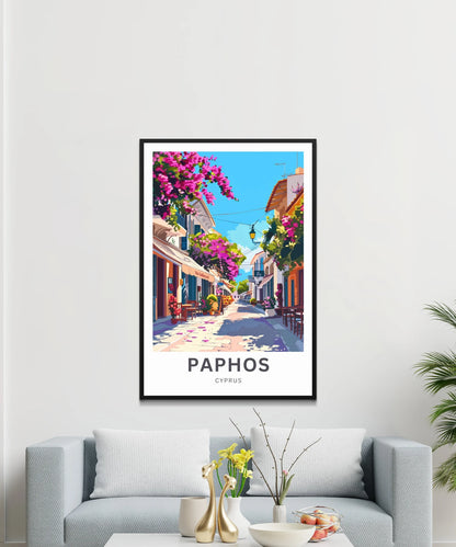 Paphos Travel Poster - Cyprus Charming Street