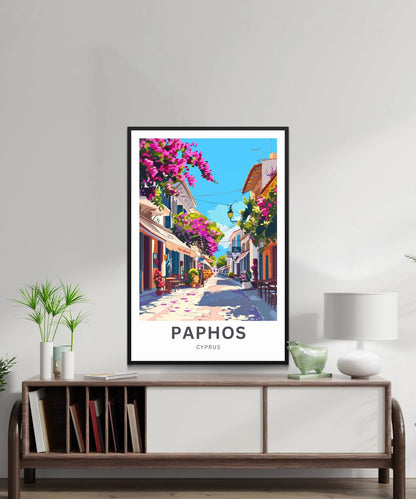 Paphos Travel Poster - Cyprus Charming Street