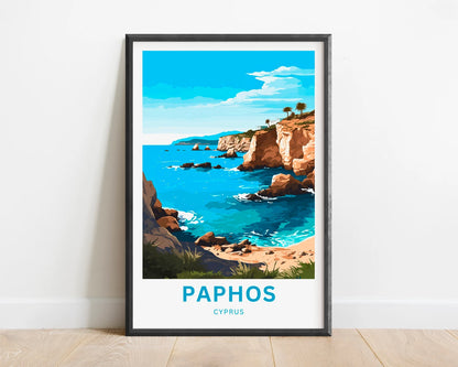 Paphos Travel Poster - Relaxing Coastal Water