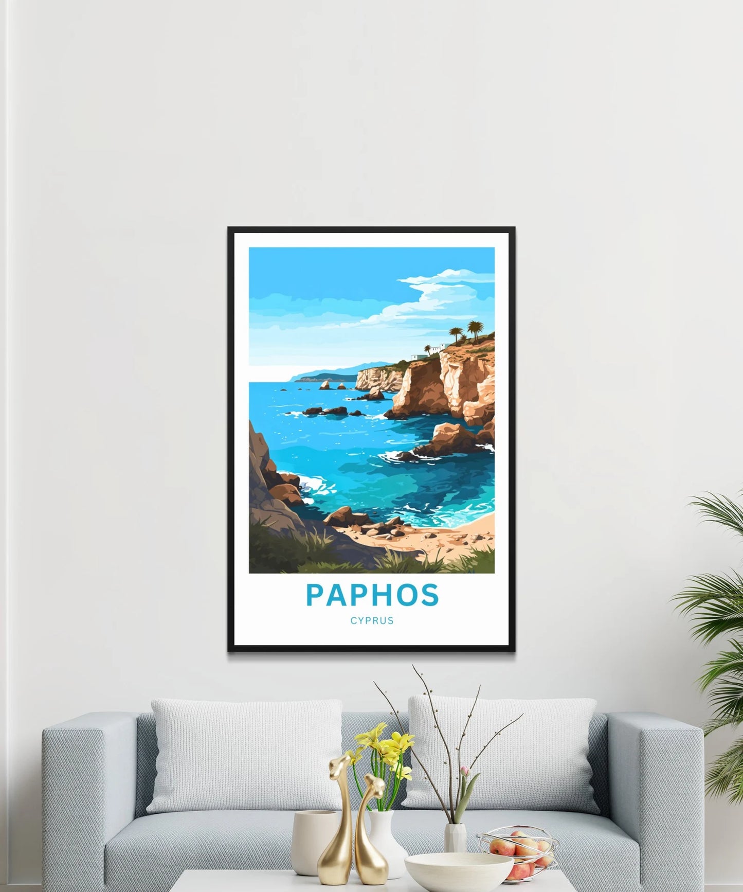 Paphos Travel Poster - Relaxing Coastal Water