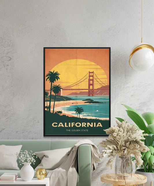 California Vintage Travel Poster - Retro California Dream