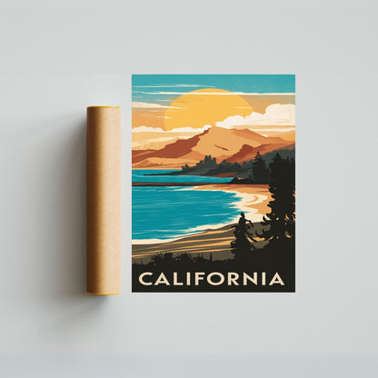 California Vintage Travel Poster - Coastline Charm