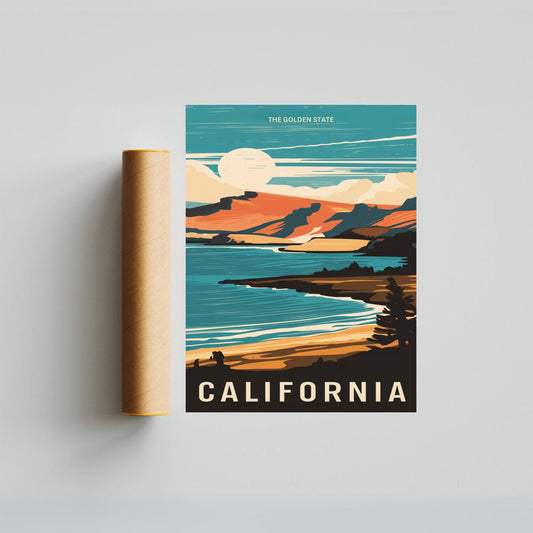 California Vintage Travel Poster - Vintage Coastal Vibes