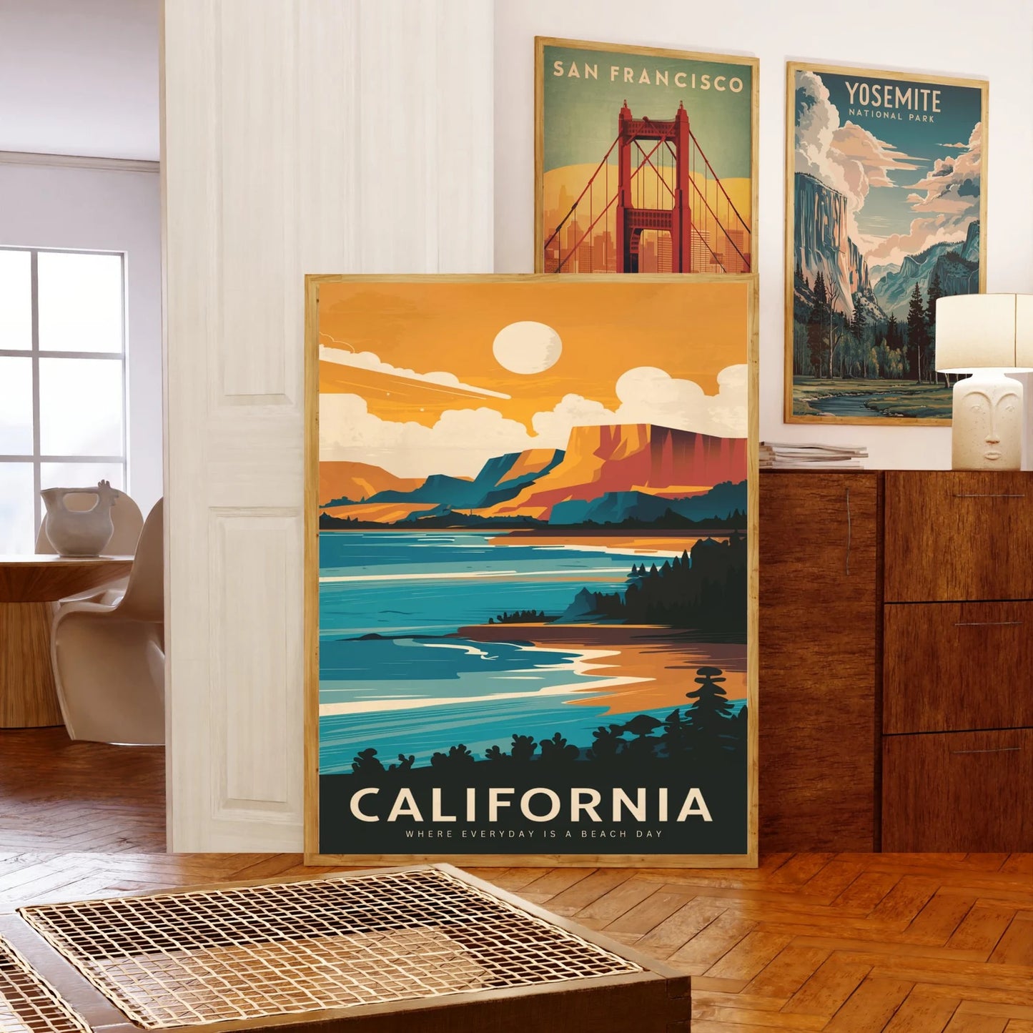 California Vintage Travel Poster - Retro Sunshine