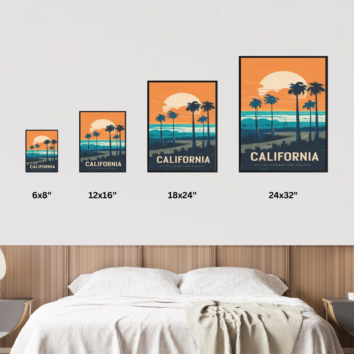 California Vintage Travel Poster - Golden State Glamour