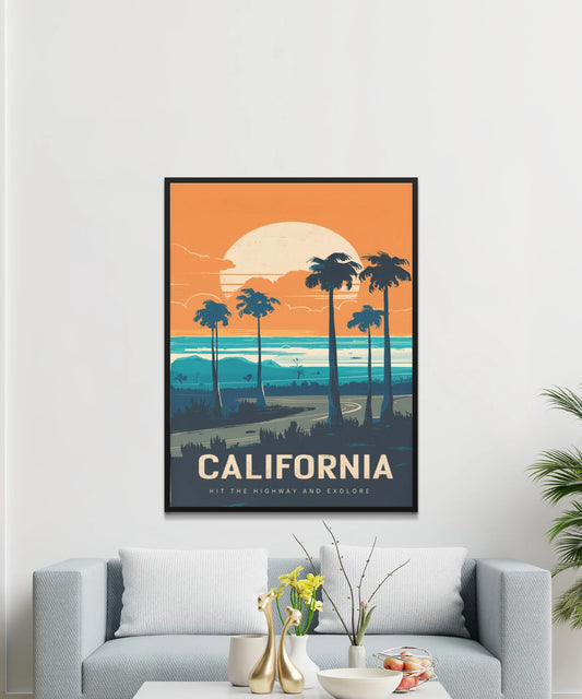 California Vintage Travel Poster - Golden State Glamour