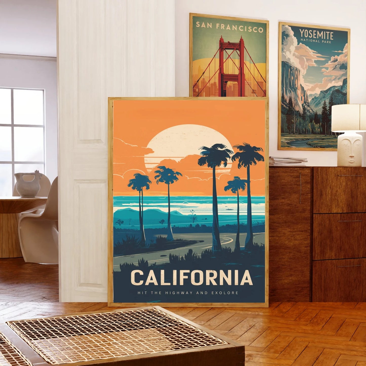 California Vintage Travel Poster - Golden State Glamour