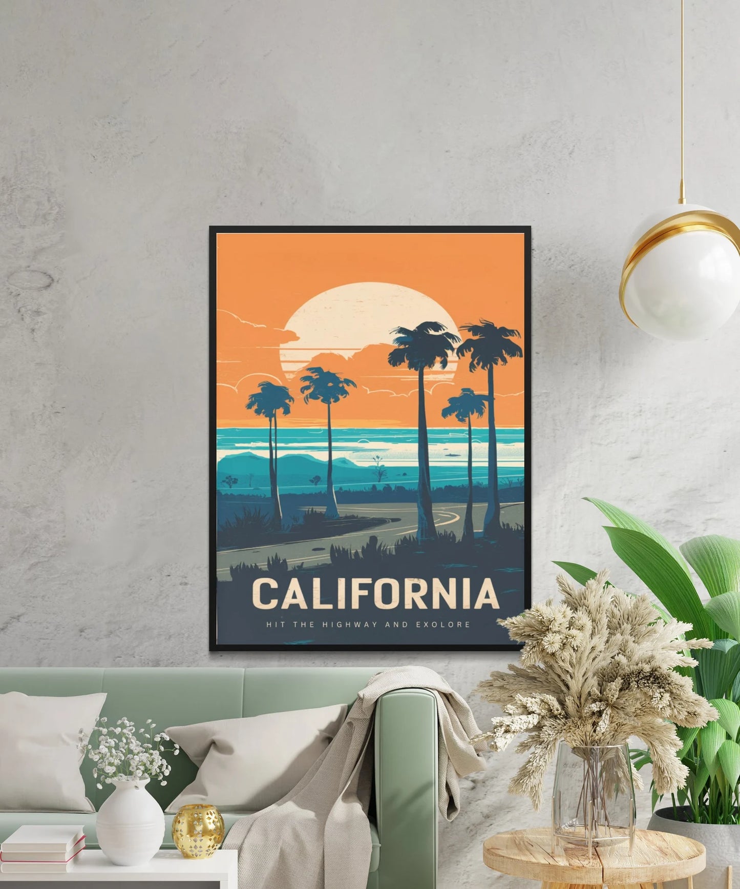 California Vintage Travel Poster - Golden State Glamour