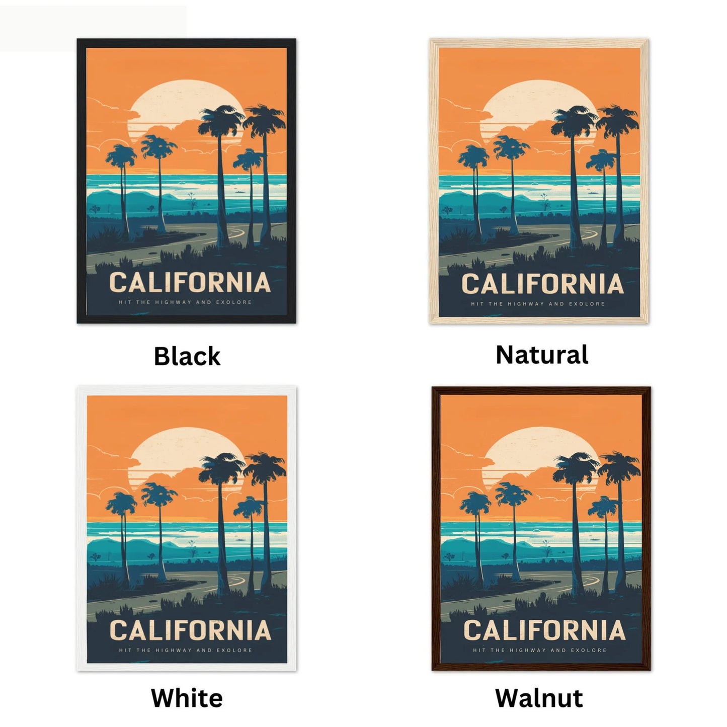 California Vintage Travel Poster - Golden State Glamour