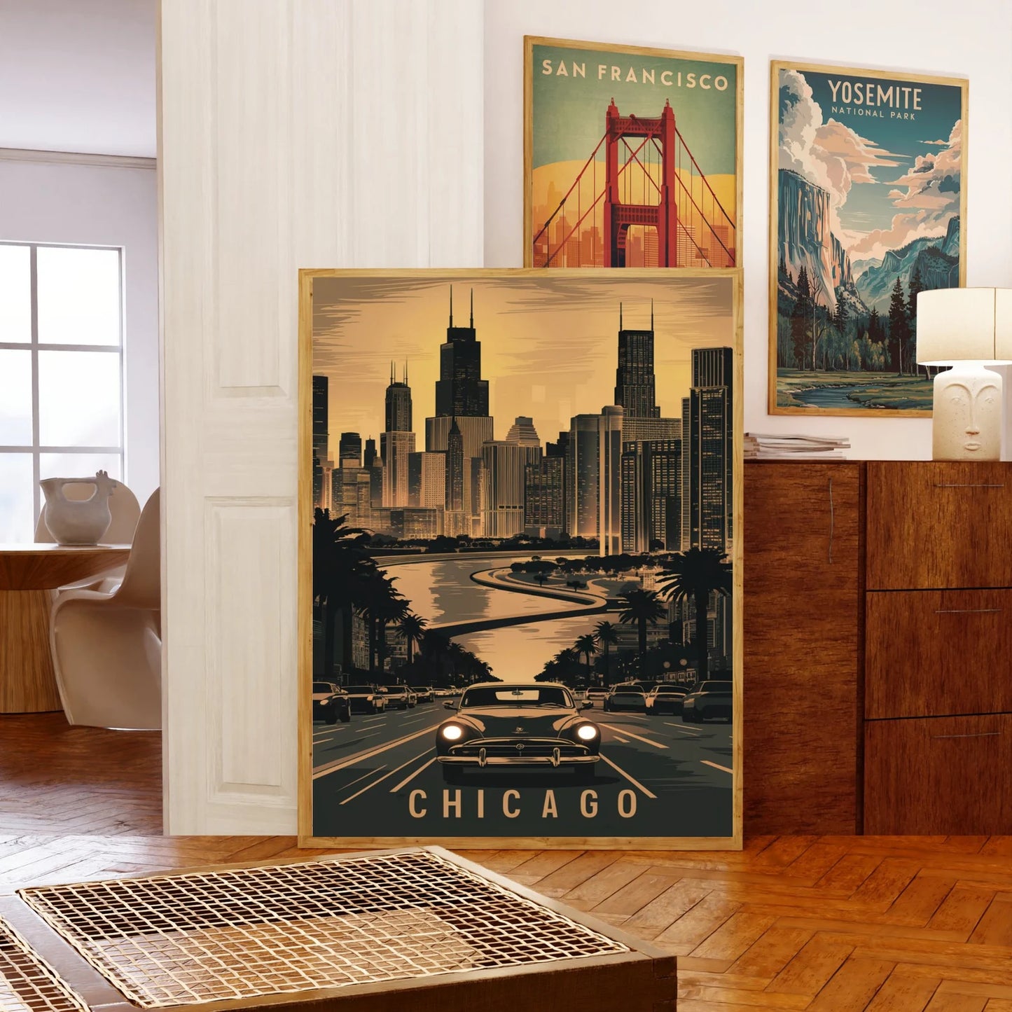 Chicago Vintage Travel Poster - Cityscape Charm