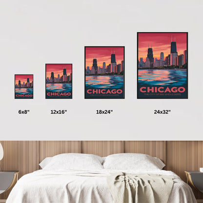 Chicago Vintage Travel Poster - Urban Elegance