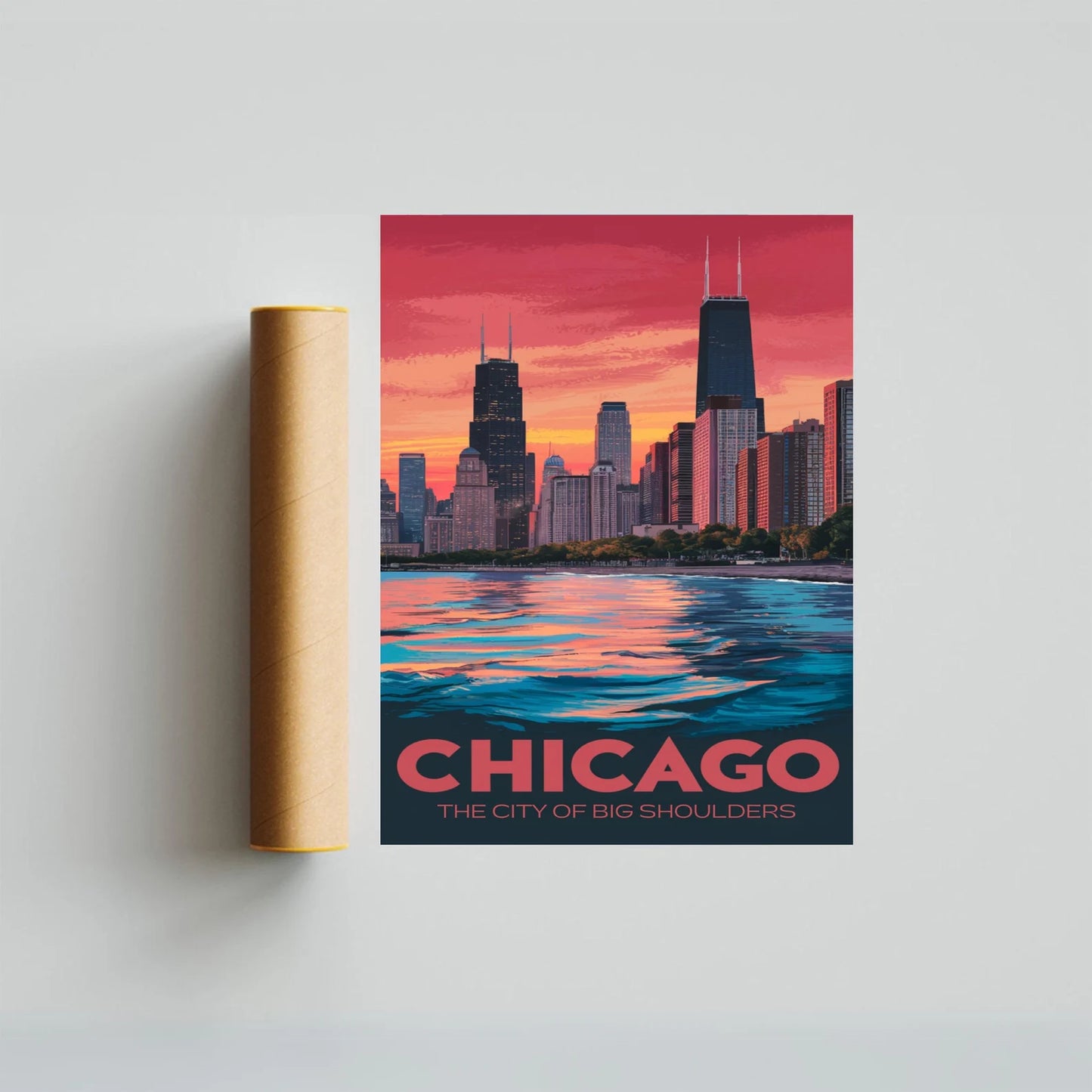 Chicago Vintage Travel Poster - Urban Elegance