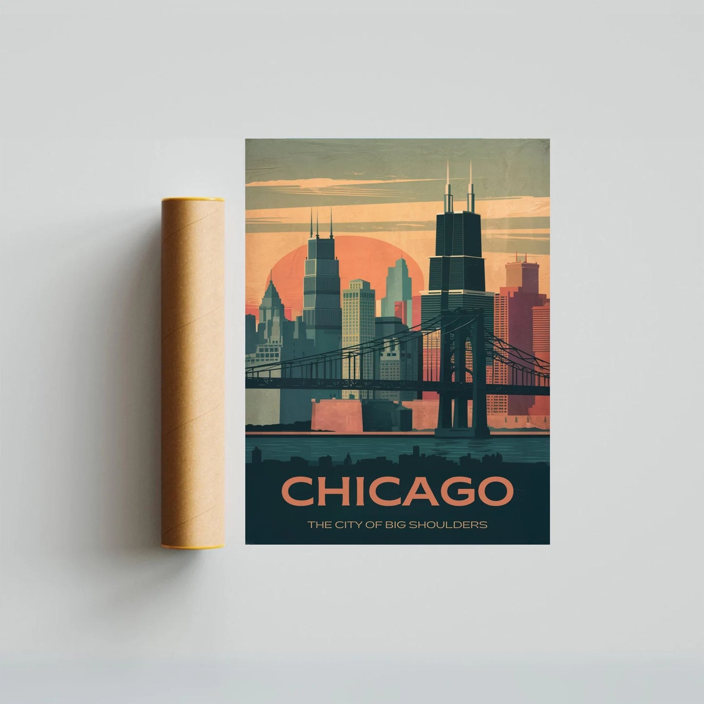 Chicago Vintage Travel Poster