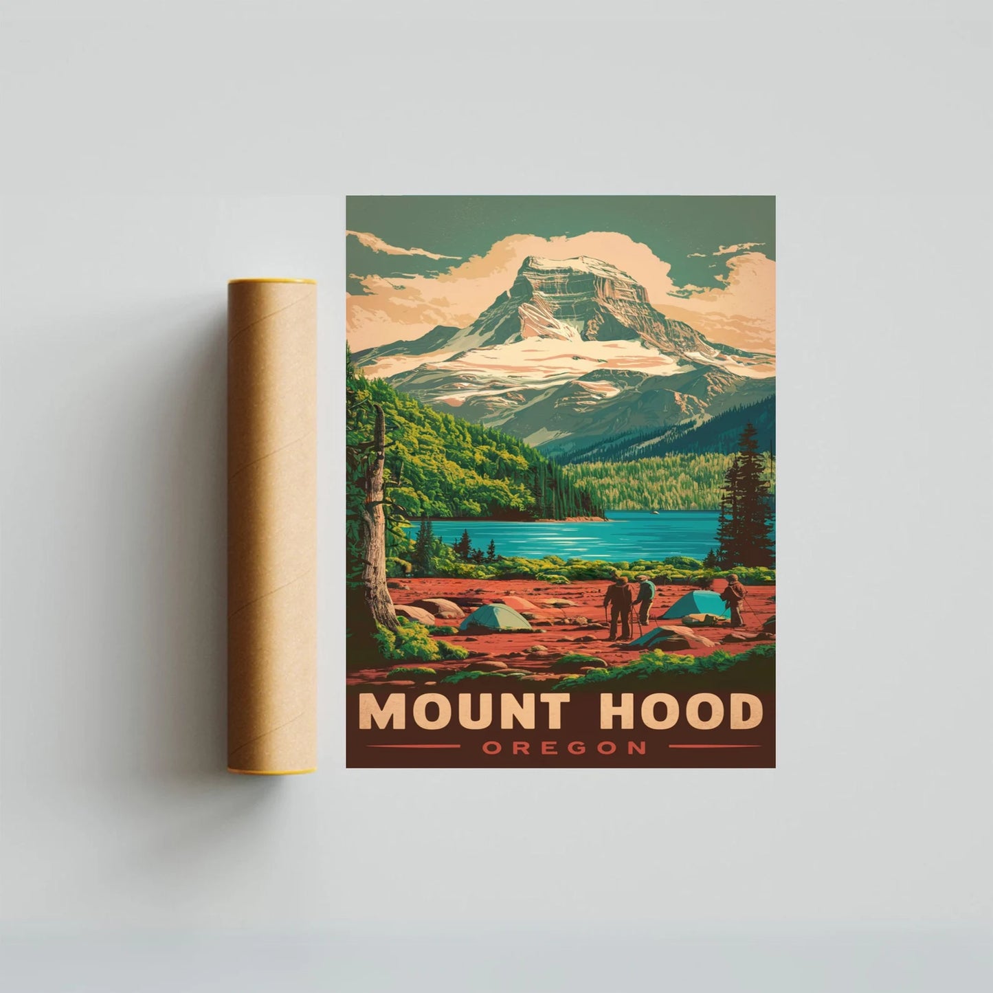 Mount Hood Vintage Travel Poster