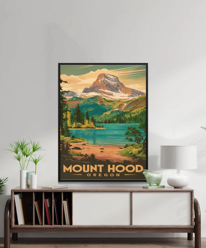 Mount Hood Vintage Travel Poster - Timeless Alpine Beauty