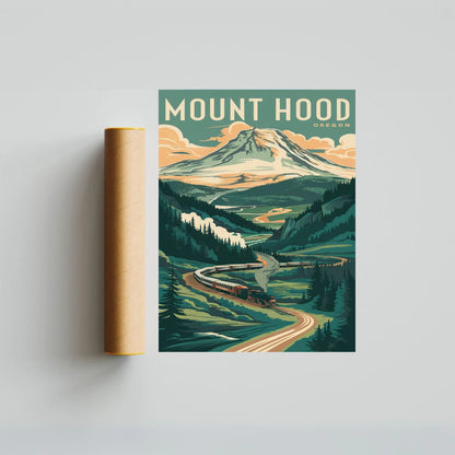 Mount Hood Vintage Travel Poster - Nostalgic Peaks