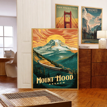 Mount Hood Vintage Travel Poster - Mountain Majesty